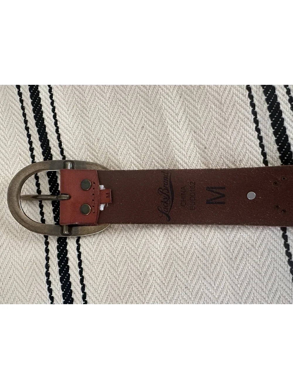 Lucky Brand Brown Genuine Leather Studded Floral Embossed Belt - Size Medium